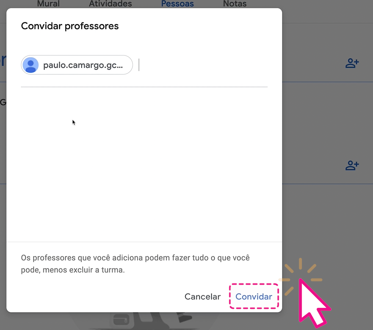 Como convidar professor auxiliar para sua turma do google sala de aula - imagem2